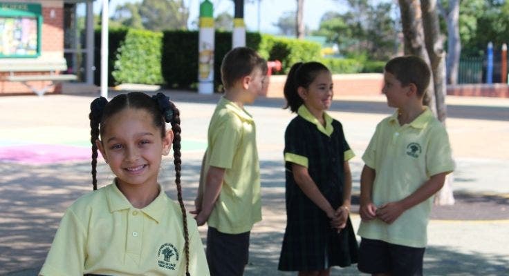 students gathering in playground